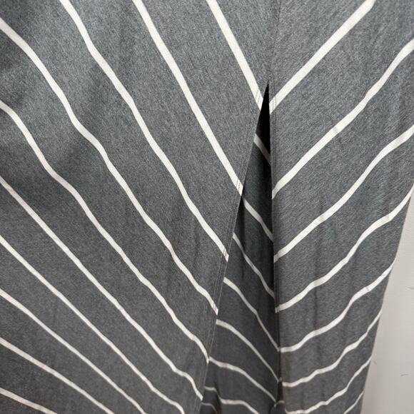 Tommy Bahama Jersey Maxi Dress Large Gray Stripe Side Slit Knit Casual Long - Picture 4 of 8
